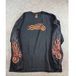 Hot Leathers Fire Bobber Long Sleeve Shirt Mens XL Black Lincoln County Vintage